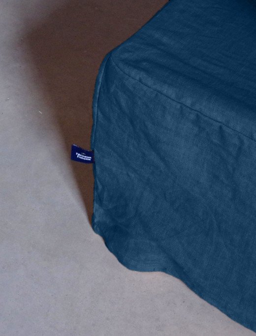 Cache-Sommier en Lin Lavé Bleu Nuit