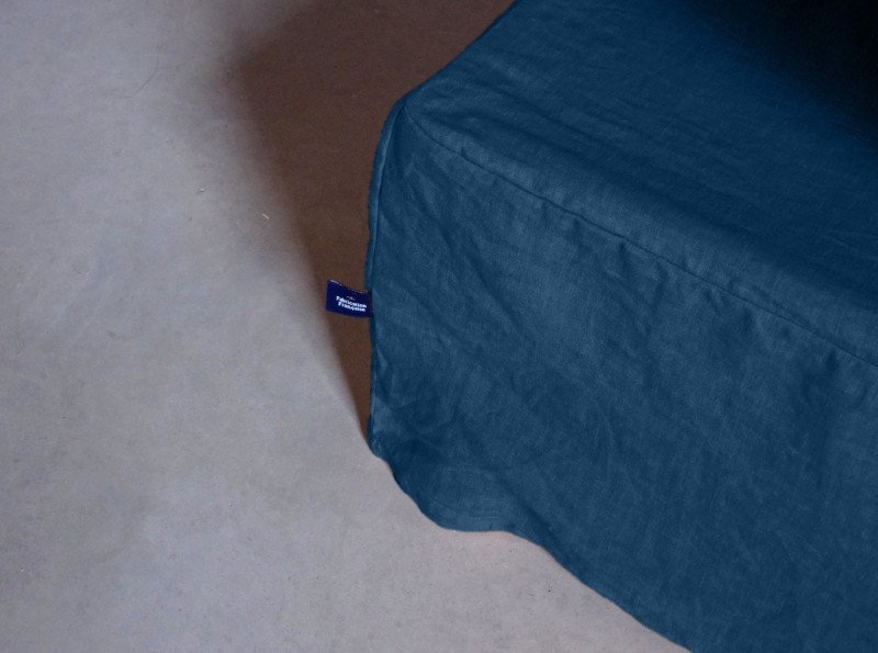 Cache-Sommier en Lin Lavé Bleu Nuit