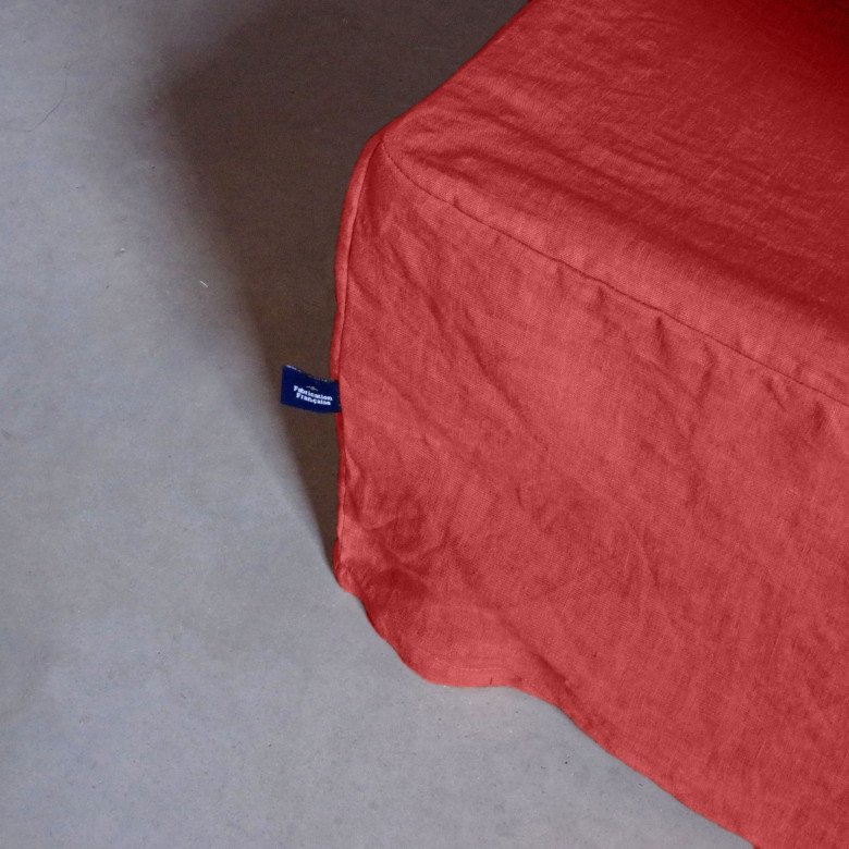 Cache-Sommier en Lin Lavé Rouge Figue - Embrin