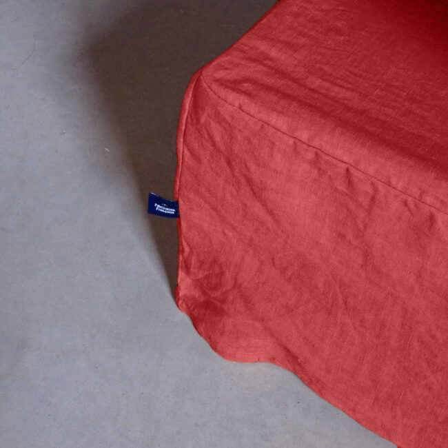 Cache-Sommier en Lin Lavé Rouge Figue