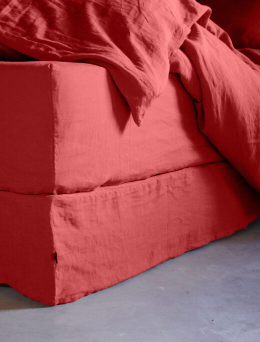 Cache-Sommier en Lin Lavé Rouge Figue