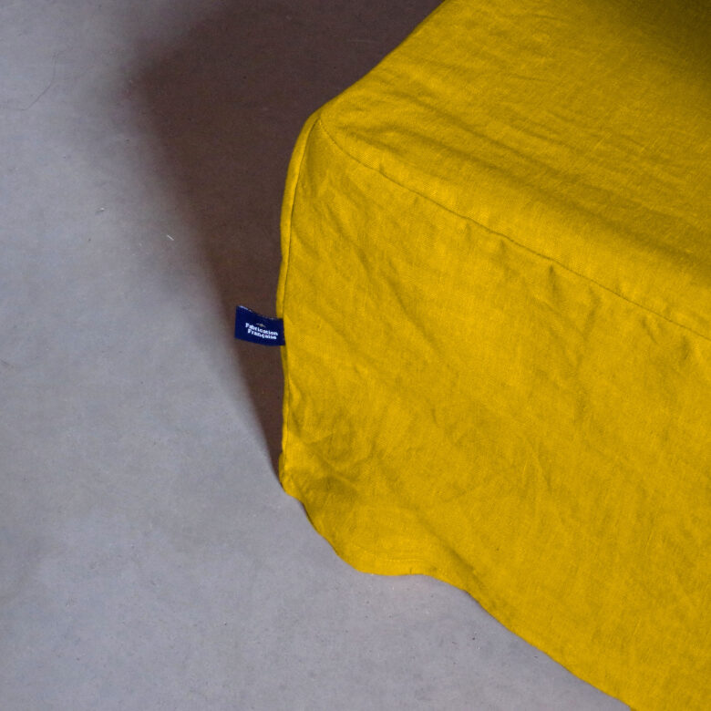 Cache-Sommier en Lin Lavé Jaune Safran - Embrin