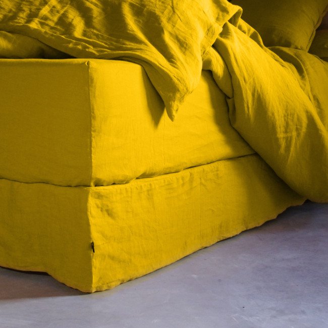 Cache-Sommier en Lin Lavé Jaune Safran