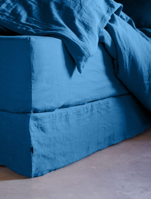 Cache-Sommier en Lin Lavé Bleu Prusse