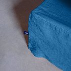 Cache-Sommier en Lin Lavé Bleu Prusse