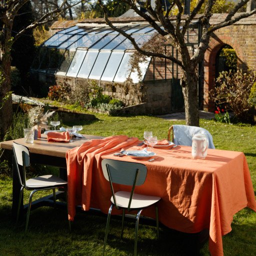 Nappe en Lin Lavé Abricot