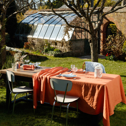 Nappe en Lin Lavé Abricot