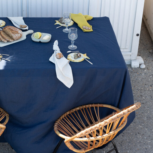 Nappe en Lin Lavé Bleu Nuit