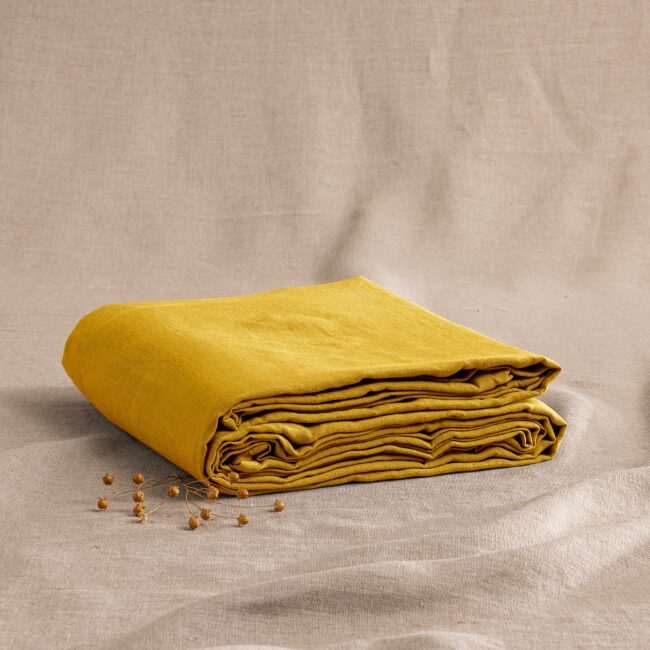 Nappe en Lin Lavé Jaune Safran
