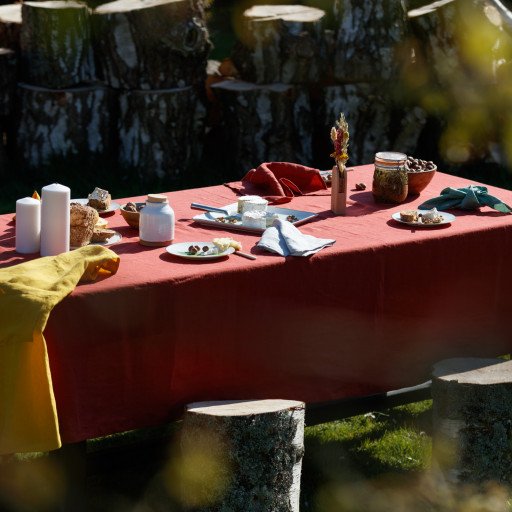 Nappe en Lin Lavé Rouge Figue