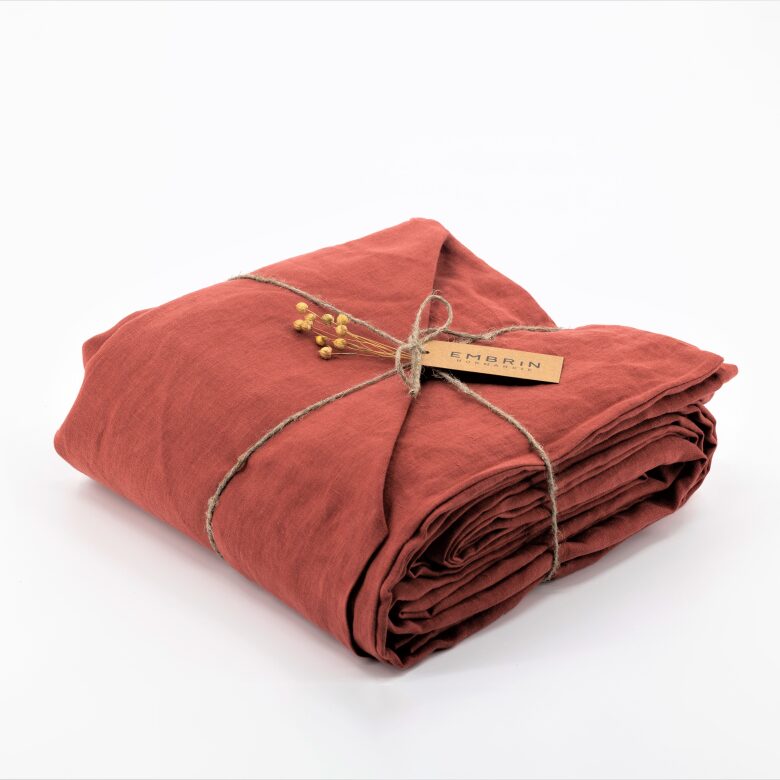 Nappe en Lin Lavé Rouge Figue - Embrin