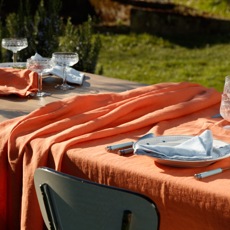 Serviettes de Table en Lin Lavé Abricot (lot de 4) - Embrin