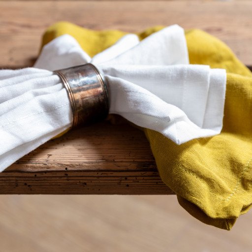 Serviettes de Table en Lin Lavé Jaune Safran (lot de 4)