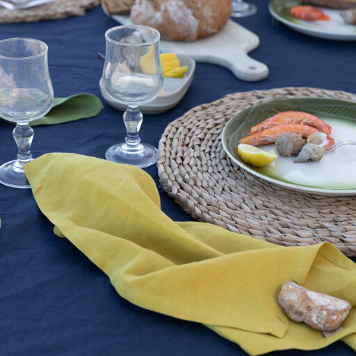 Serviettes de Table en Lin Lavé Jaune Safran (lot de 4)