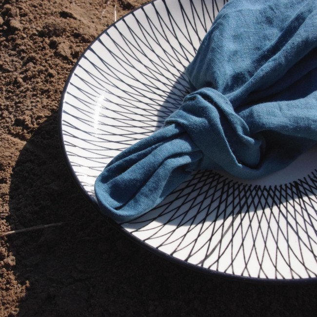 Serviettes de Table en Lin Lavé Bleu Prusse (lot de 4)