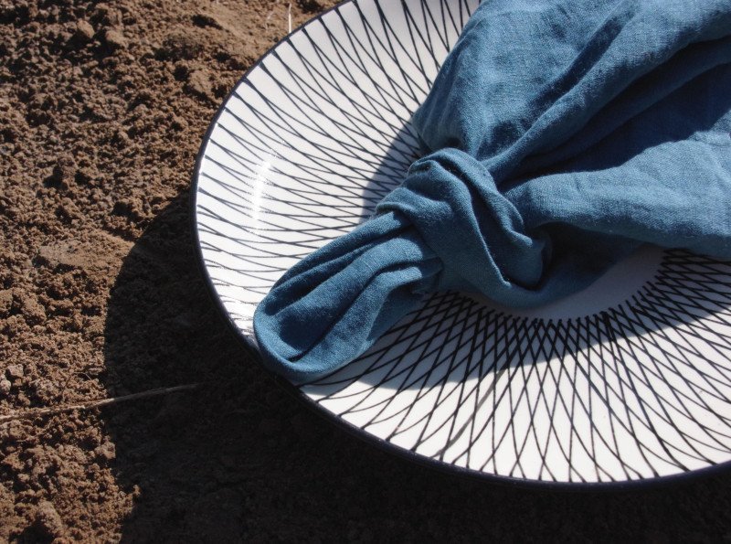 Serviettes de Table en Lin Lavé Bleu Prusse (lot de 4)