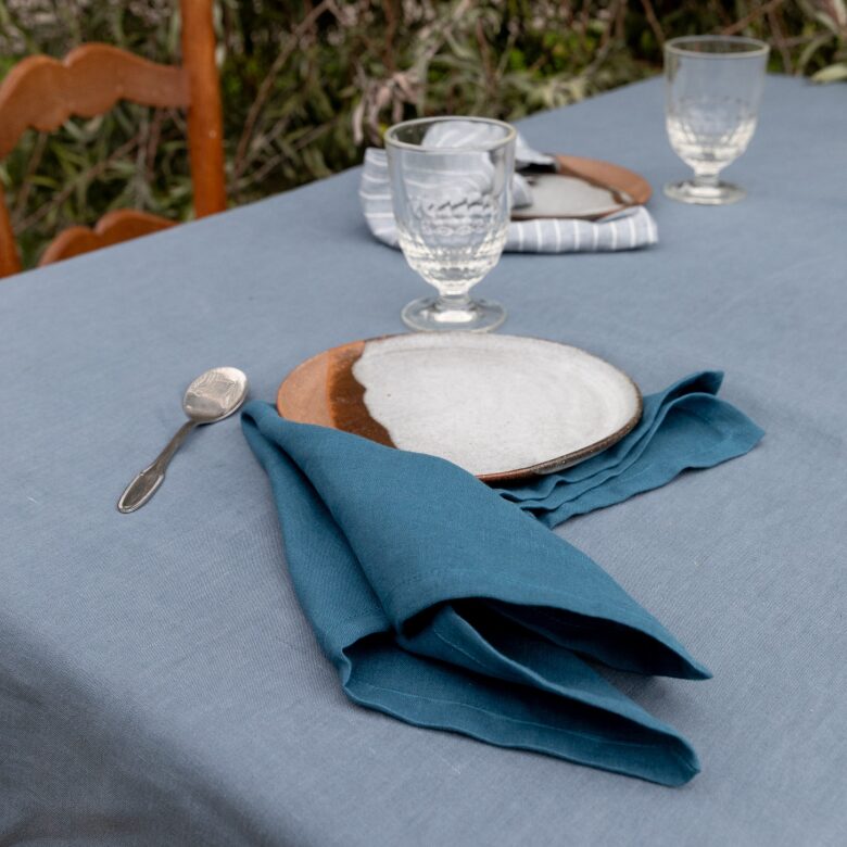Washed Linen Napkins Prussian Blue (set of 4) - Embrin