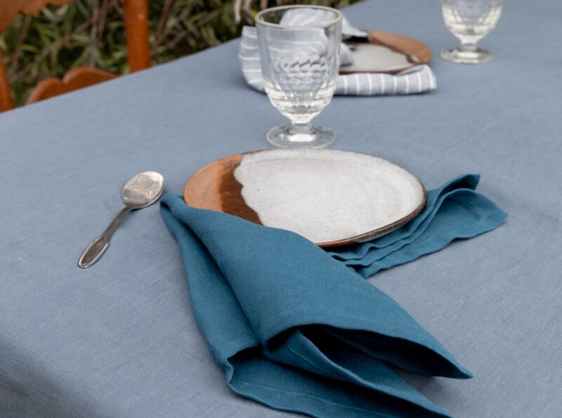 Serviettes de Table en Lin Lavé Bleu Prusse (lot de 4)