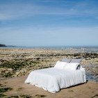 Drap Housse en Lin Lavé Craie