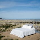 Drap Housse en Lin Lavé Craie