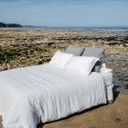 Drap Housse en Lin Lavé Craie