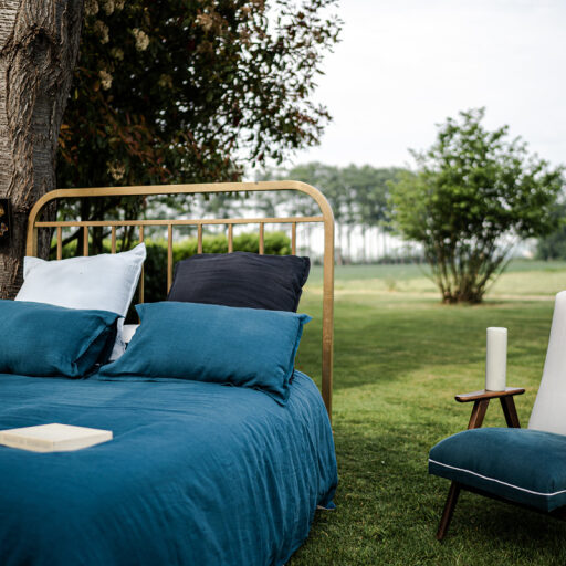 Housse de couette en Lin Lavé Bleu Prusse