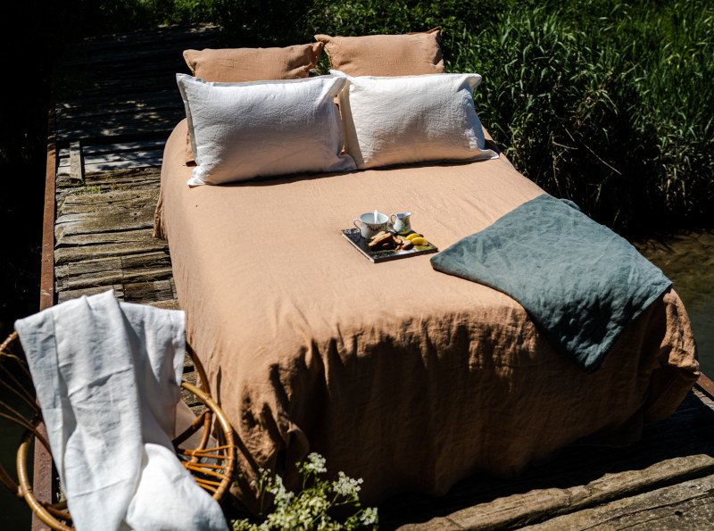 Taie d'Oreiller en Lin Lavé Miel