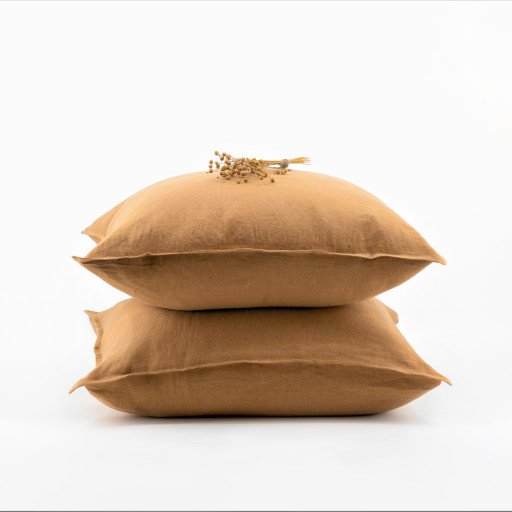 Taie d'Oreiller en Lin Lavé Miel