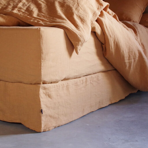 Drap Housse en Lin Lavé Miel