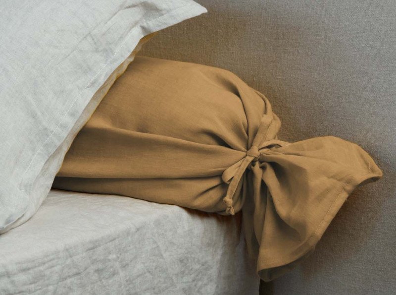 Taie de Traversin en Lin Lavé Miel