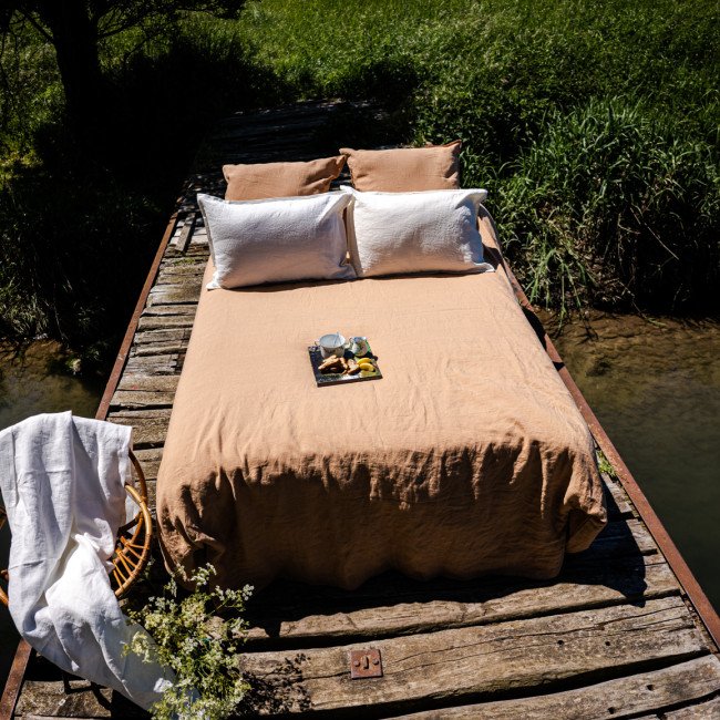 Drap Plat en Lin Lavé Miel