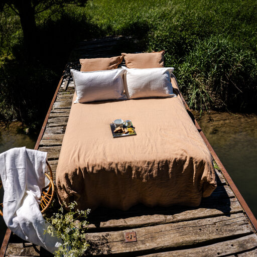 Drap Plat en Lin Lavé Miel