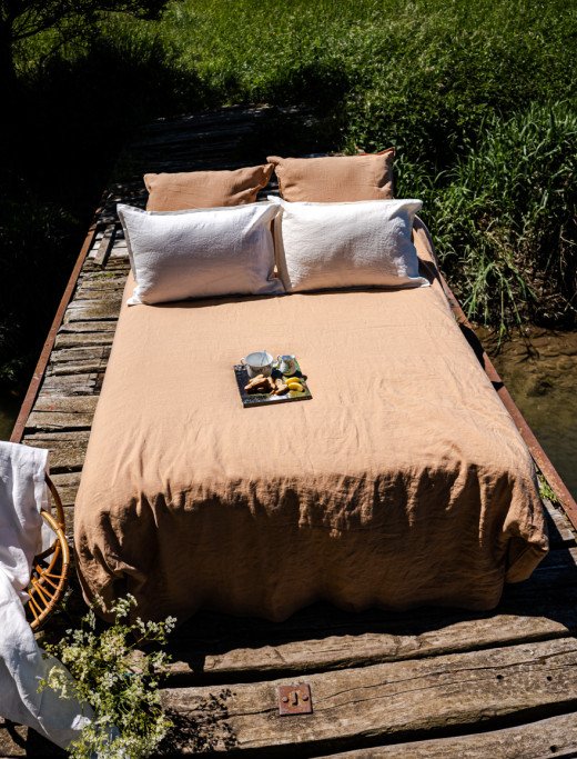 Drap Plat en Lin Lavé Miel
