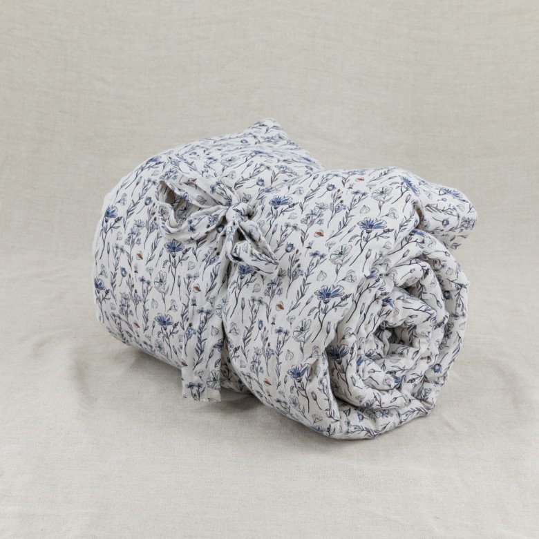 Courtepointe Herbier de Lin Cirrus - Bleu & Ocre - Embrin