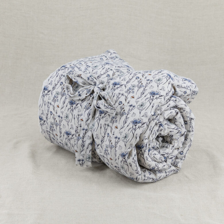 Courtepointe Herbier de Lin Cirrus - Bleu & Ocre - Embrin