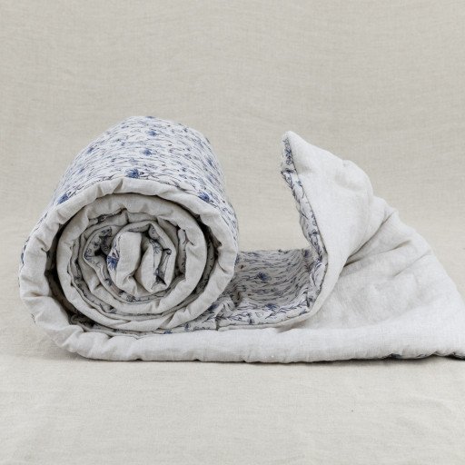 Courtepointe Herbier de Lin Cirrus - Bleu & Ocre