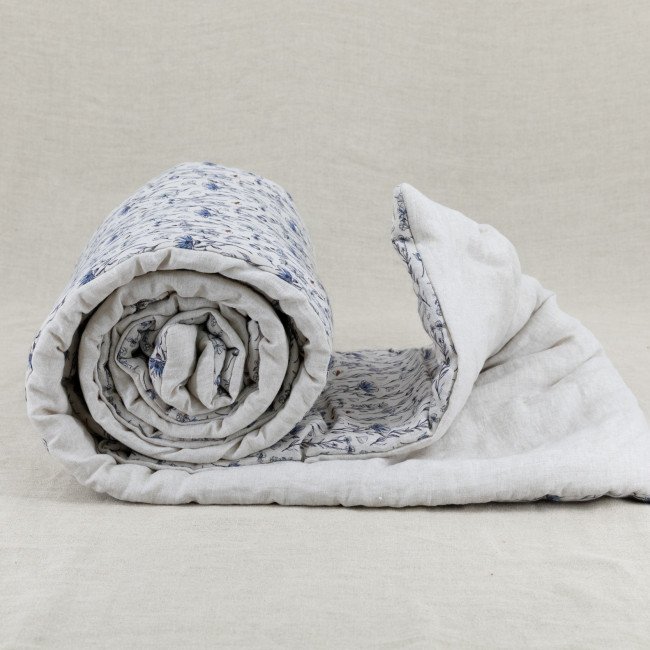 Courtepointe Herbier de Lin Cirrus - Bleu & Ocre