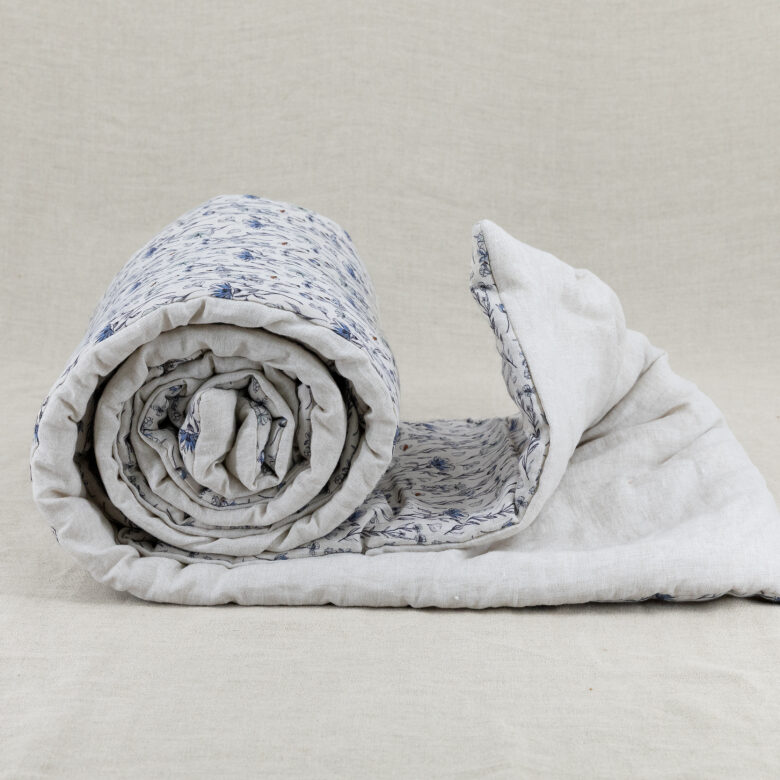 Courtepointe Herbier de Lin Cirrus - Bleu & Ocre - Embrin