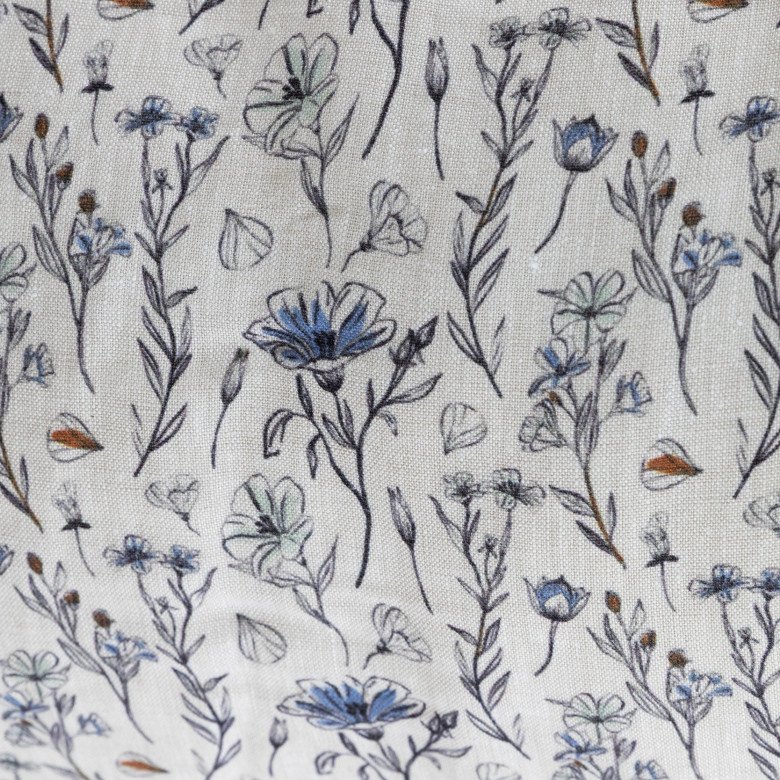 Courtepointe Herbier de Lin Cirrus - Bleu & Ocre - Embrin