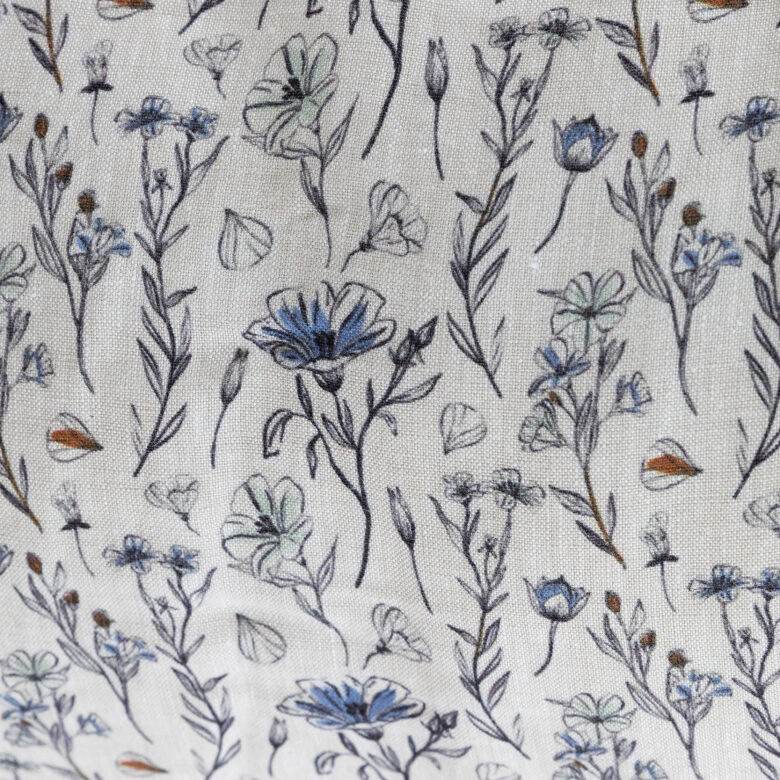 Courtepointe Herbier de Lin Cirrus - Bleu & Ocre - Embrin