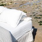 Housse de Couette en Lin Lavé Craie Bicolore