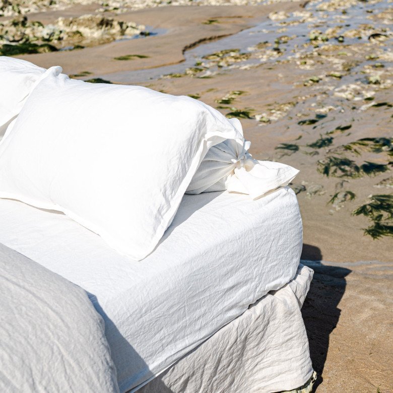 Housse de Couette en Lin Lavé Craie Bicolore - Embrin