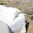 Housse de Couette en Lin Lavé Craie Bicolore