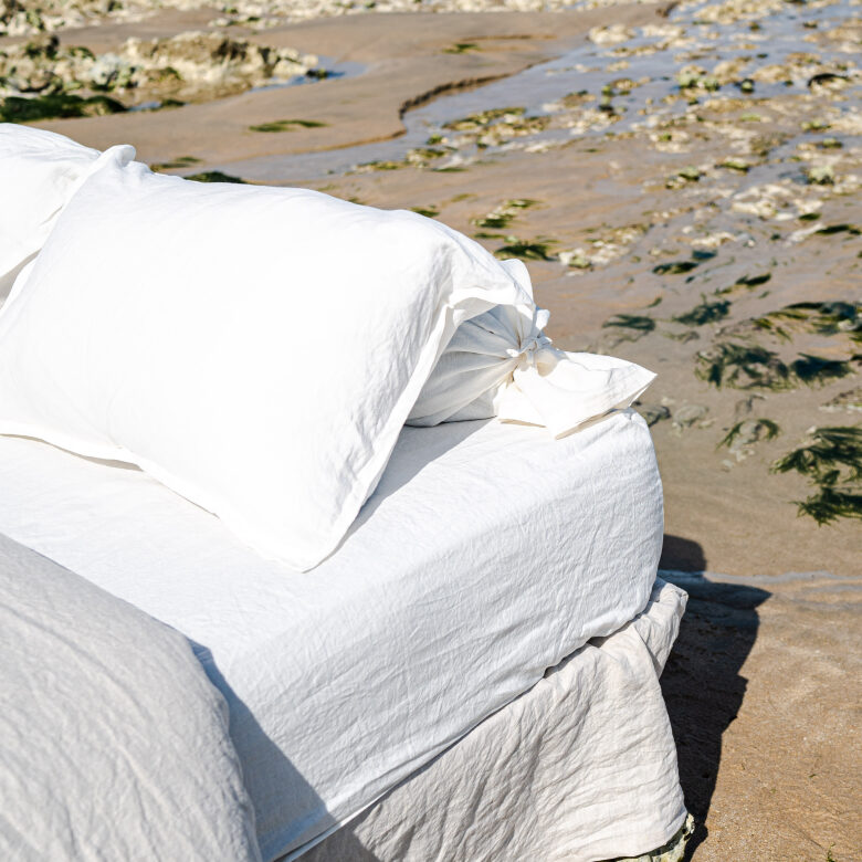 Housse de Couette en Lin Lavé Craie Bicolore - Embrin