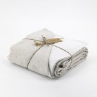 Housse de Couette en Lin Lavé Craie Bicolore