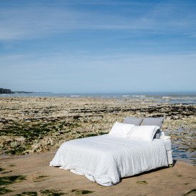 Housse de Couette en Lin Lavé Craie