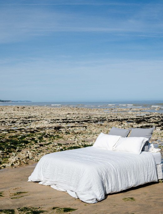 Housse de Couette en Lin Lavé Craie