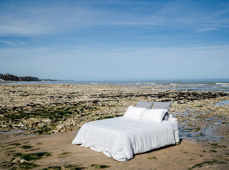 Housse de Couette en Lin Lavé Craie