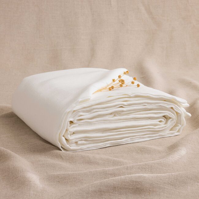 Housse de Couette en Lin Lavé Craie