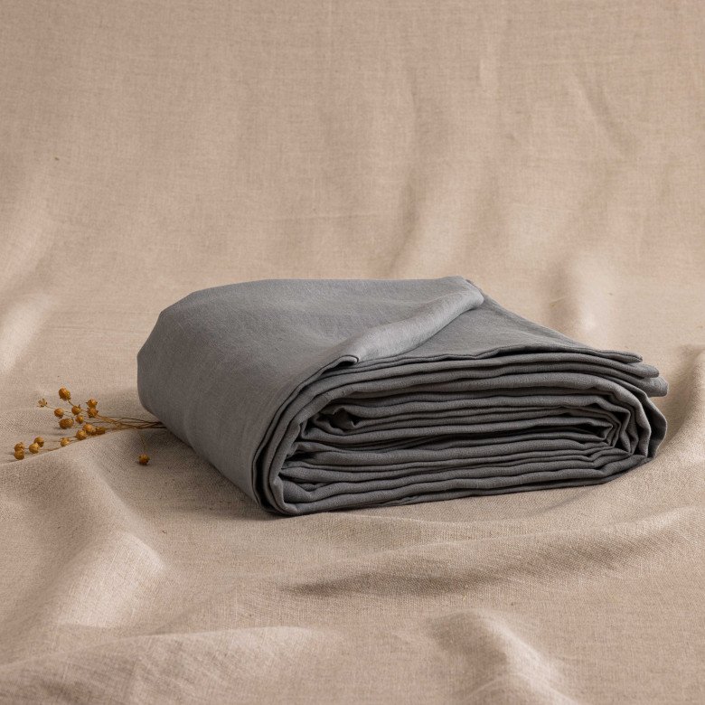 Housse de Couette en Lin Lavé Gris Brume - Embrin